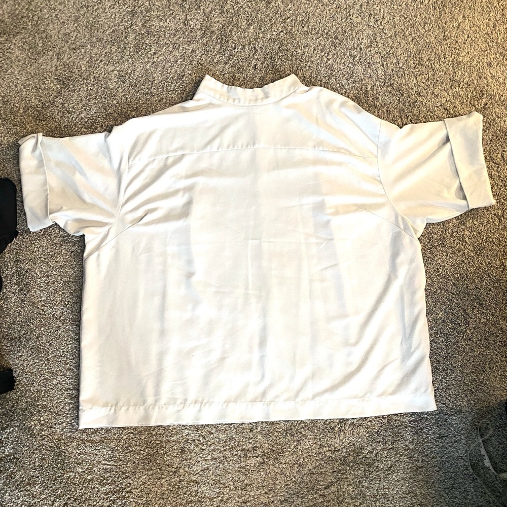 ASOS White Casual Zipper Back Shirt with Oversized Fit and Short Sleeves